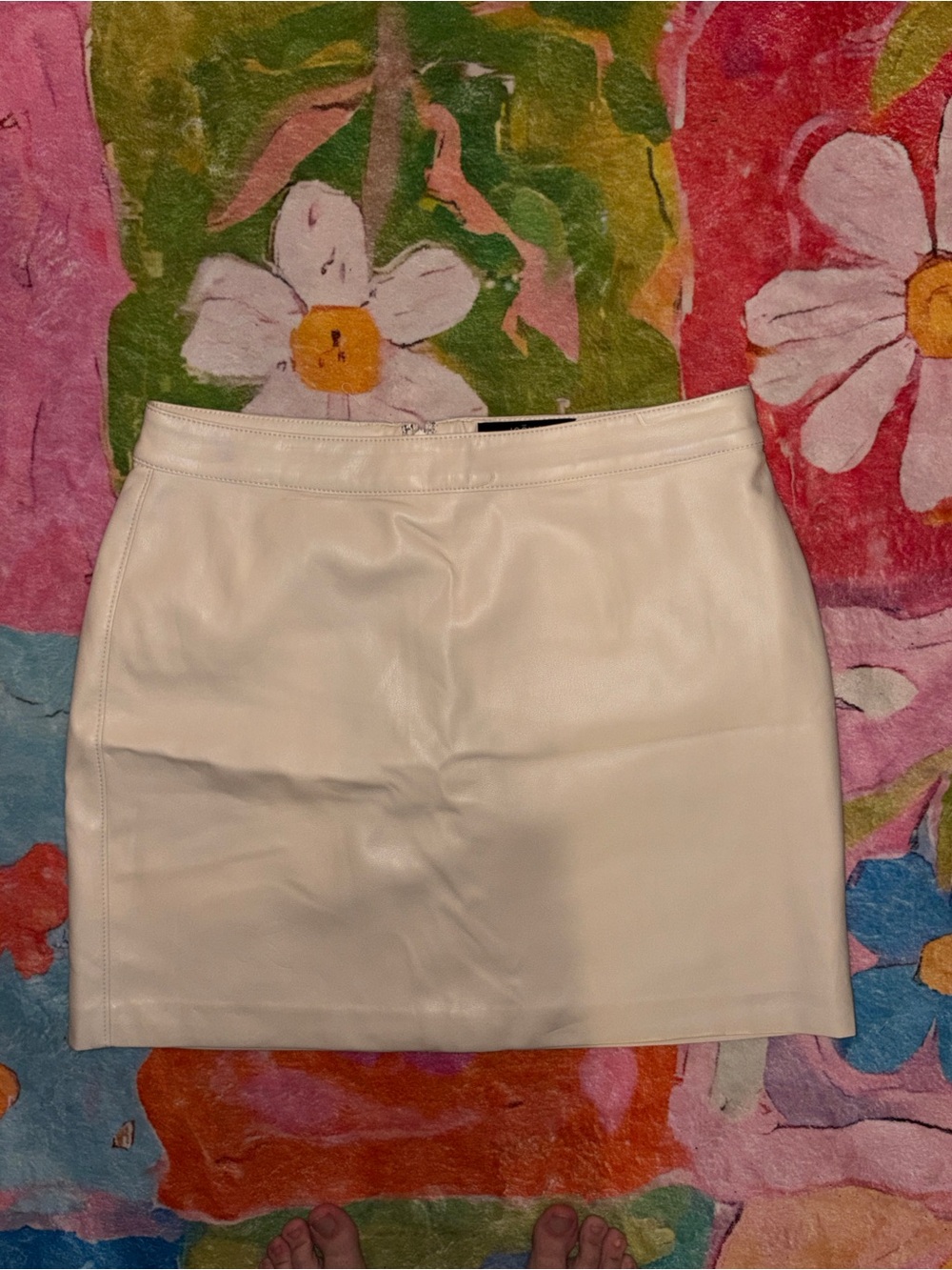 Faux Leather Cream Mini Skirt